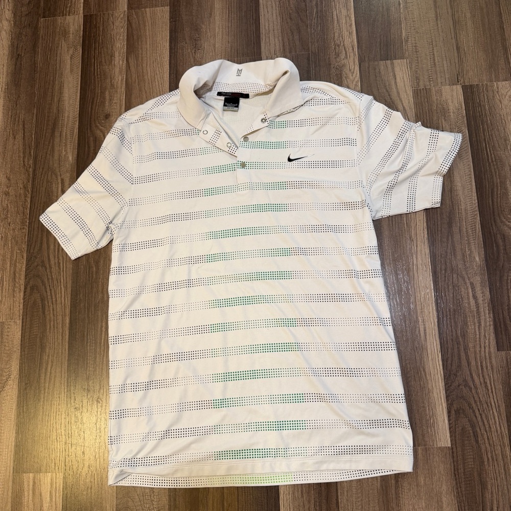 Nike Tiger Woods Men's Dri-Fit Ombré Striped Golf Shirt Gorpcore Preppy M